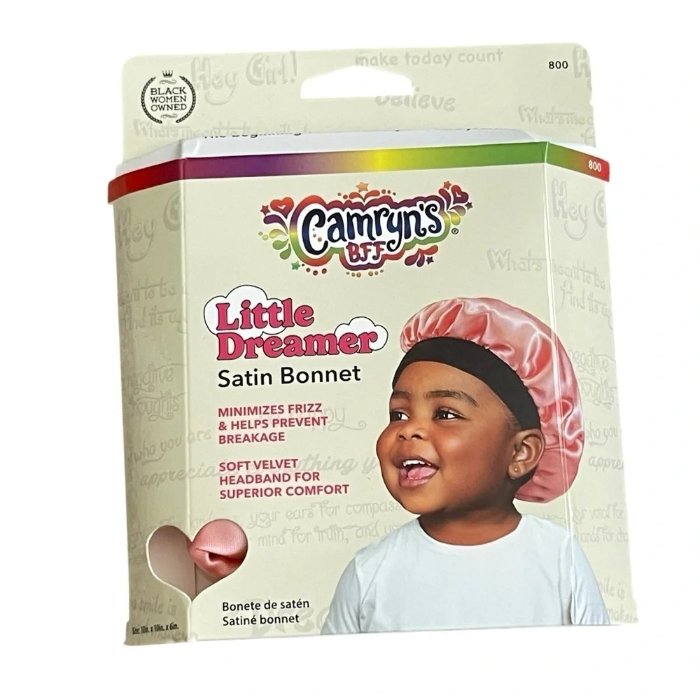 Little Dreamer Pink Satin Kids Bonnet Nighttime